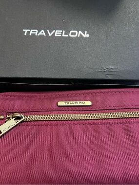Travelon Women's Wine Red Crossbody Bag with Gold Hardware